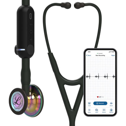 Littmann CORE digitālais stetoskops HIGH POLISH RAINBOW, 8572 MELNS - AUGSTI PULĒTA VARAVĪKSNES APDARE