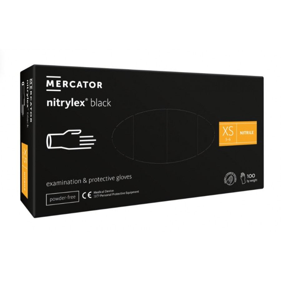 Mercator nitrylex melni XS nitrila cimdi bez pulvera - 100 gab.